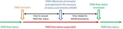 Analysis of suspensions and recoveries of official foot and mouth disease free status of WOAH Members between 1996 and 2020